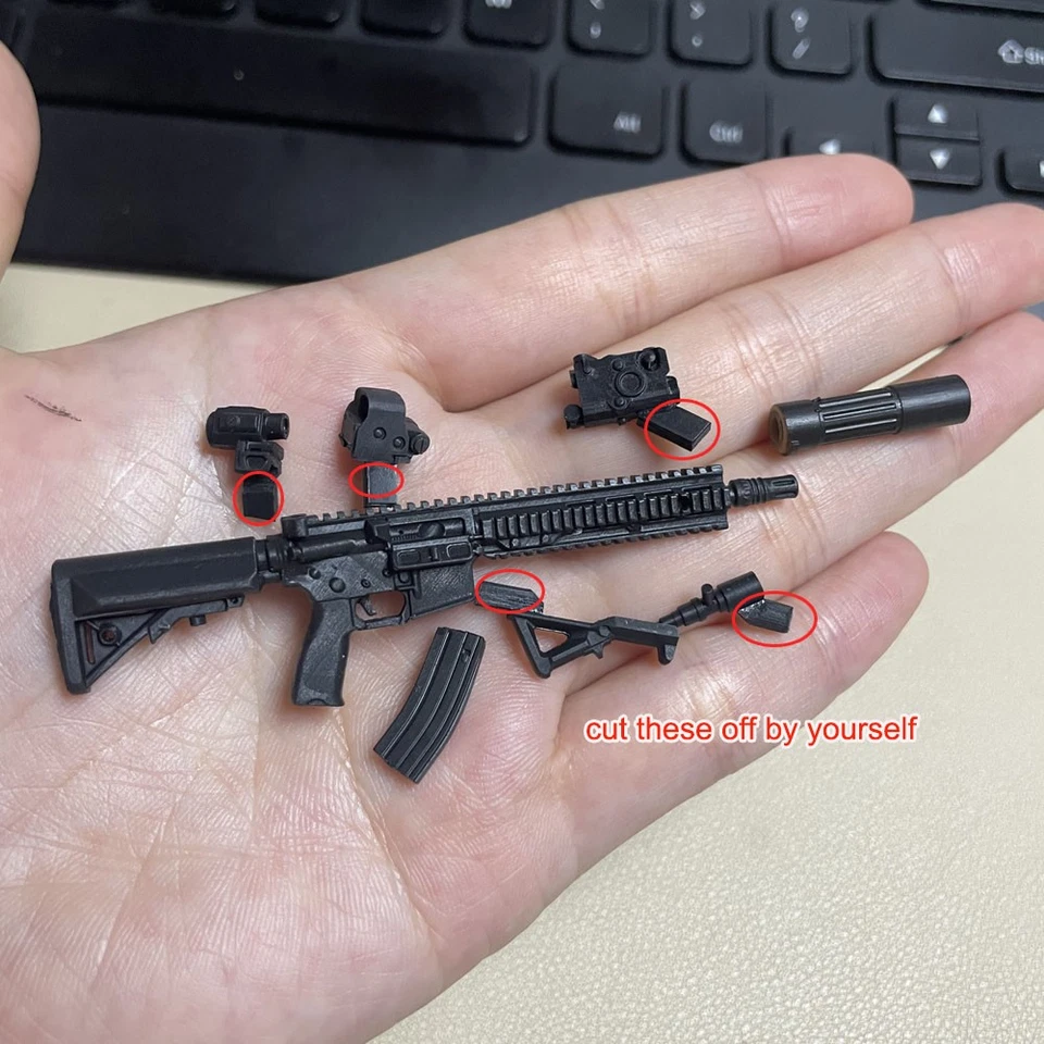 未上漆 1/12 比例黑色枪支武器模型适用于定制 6 英寸可动人偶装饰 — 第 3/4 张图片