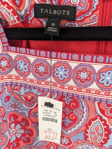 Talbots Fit & Flare Women's 10 Paisley Floral Sleeveless Dress Pockets Lined New - Picture 3 of 12