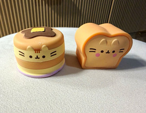 Pusheen Foam Squishy Squeeze Balls Lot of 2 Pancake Stack & Toast
