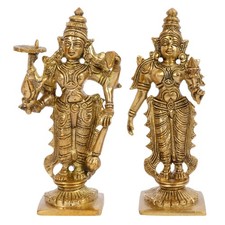 Brass Vishnu Laxmi Murti Lord Vishnu Narayan Lakshmi Statue Sculpture Figurine