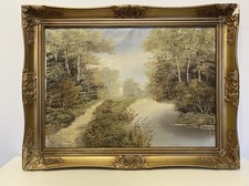 Antico dipinto olio paesaggio su tela 85x65 cm. con cornice fastosa