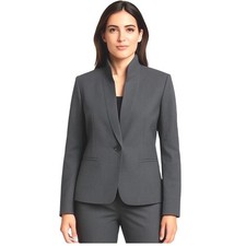 LOFT Women Blue Collarless One Button Blazer Career Business Casual 6 98-12