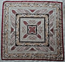 SCARF VINTAGE AUTHENTIC PAISLEY ART PINK GRAY BROWN SILK 34" SQUARE