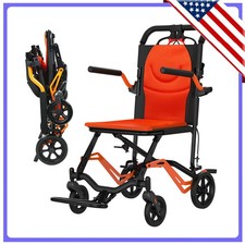 Lightweight Folding Transport Chair w/Removable Flip Armrests  Swing Footrests