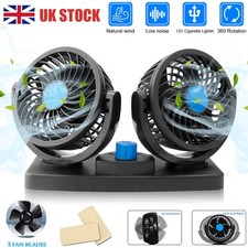 12V Dual Head Car Fan 360° Rotatable Vehicle Auto Dashboard Desk Cooling Air Fan