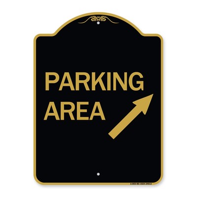 Designer Series Sign - Parking Area (Up Right Arrow Symbol) | Black & Gold 18...