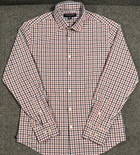 Mizzen Main Shirt Mens Medium Leeward Trim Fit Check Button Up Long Sleeve Red