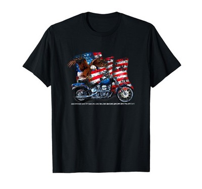 Motorradketten mit US-Flagge und Adler TShirt