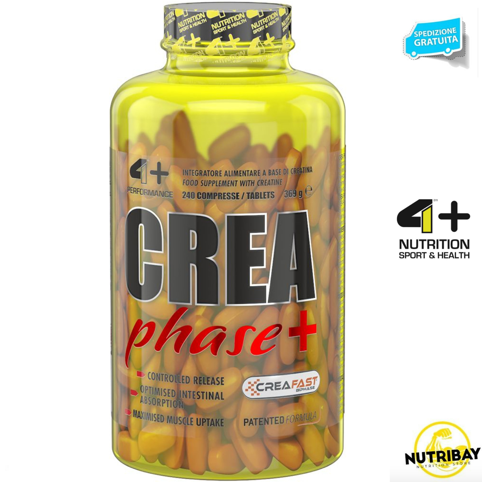 4+ Nutrition K2 Phase+ Creatina Monoidrato 120 compresse Magnesio