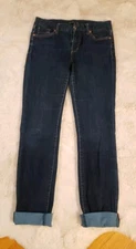Fidelity Denim Mid Rise Straight Rev Jeans Womens  29 X 31 Dark Blue Made In USA
