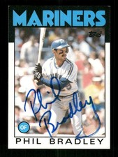 1986 Topps 305 Phil Bradley signed auto autograph  crisp blue sharpie ASC BXCP58