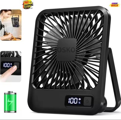 Portable USB Rechargeable Desk Fan 5 Speed Foldable Quiet Table Fan Display