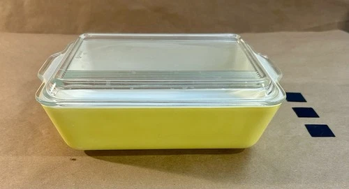 Vintage Pyrex Yellow #0503 Refrigerator Dish- 1.5 Quart w/Ribbed Lid #503-C
