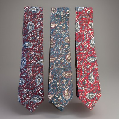 VTG Gant Silk Tie Lot Of 3 Paisley Red Blue Burgundy 59 
