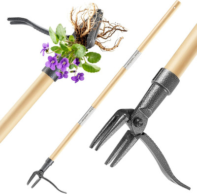 Weed Puller Tool, Stand up Heavy Duty Weed Remover Tool with Long Handle & 4-Cla
