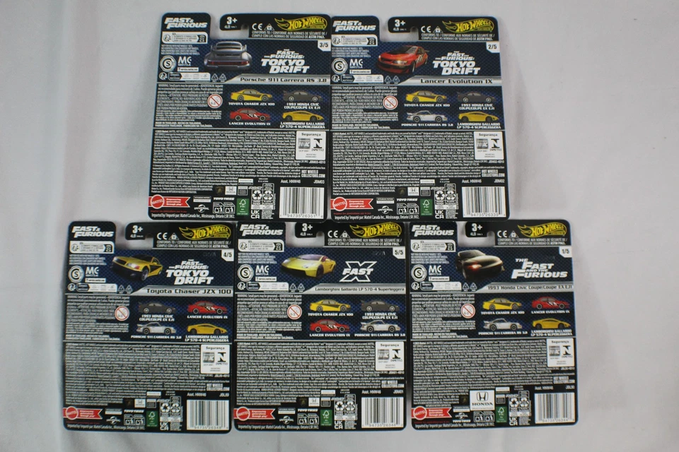 2025 Hot Wheels Fast & Furious Premium M Case Set Of 5 - Civic, Chaser, Porsche - Image 2 of 4