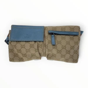 Sac taille toile GUCCI GG bleu authentique femme D:0,79” H:5,12” L:9,25” 5945