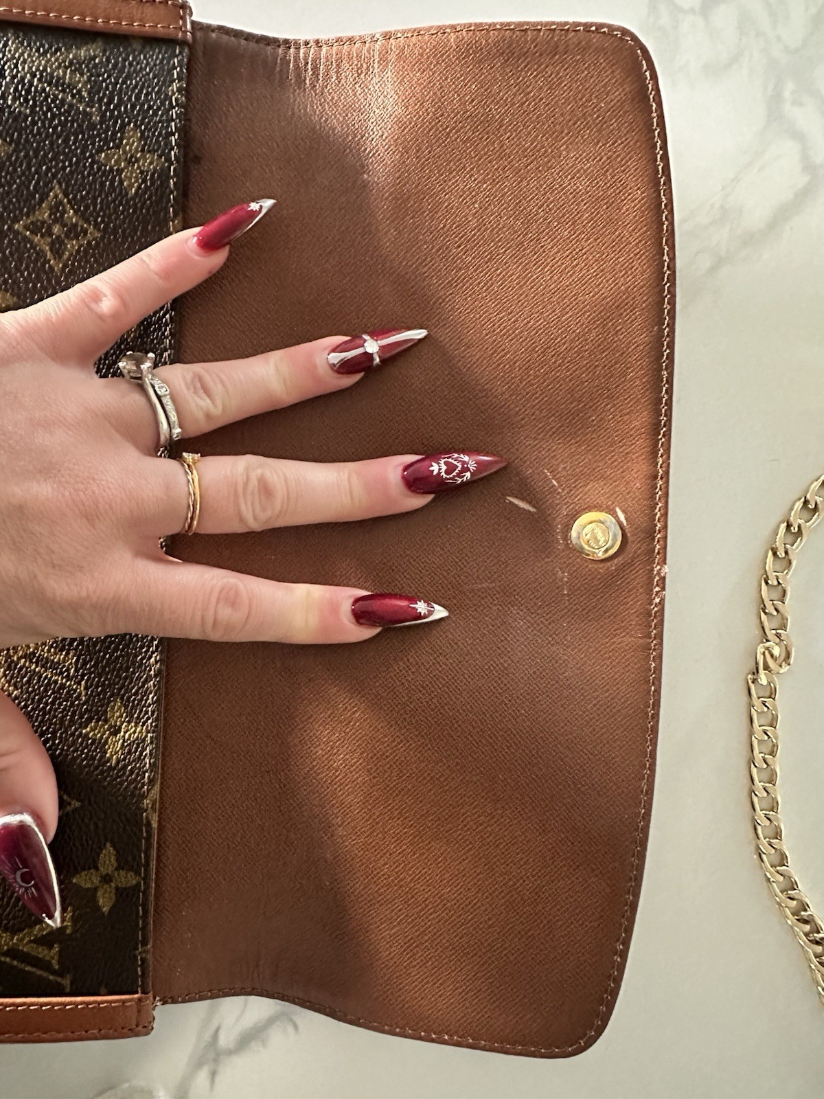 Louis Vuitton Pochette Dame Clutch GM Brown Leath… - image 3