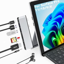 Surface 11/10/9/X USB C Hub, Surface 9 Hub Docking Station with 4K HDMI, Thun...
