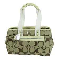 COACH Signature Tote Bag F14878 Patent Canvas 12a