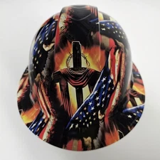 full brim hard hat custom hydro dipped IN AN AMERICAN CHRISTIAN REVEALED   NEW