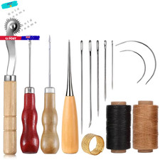 Leather Craft Sewing Kit Waxed Thread Hand Quilting Needles Sewing Awl，For Begin
