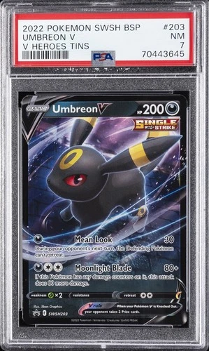 2022 POKEMON SWSH BLACK STAR PROMO V HEROES TINS #203 UMBREON V PSA 7