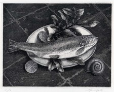 MONGATTI VAIRO  “PESCE” 1997 ” ACQUAFORTE - VECCHIANTICO - GRAFICA - INCISIONE