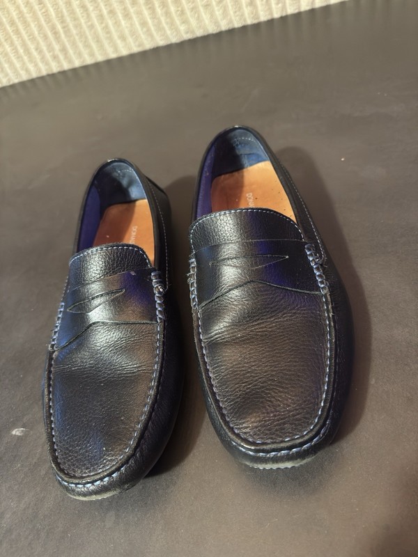 Donald J. Pliner Penny Loafer Mens 9.5 Black Leather  Driver Moccasin