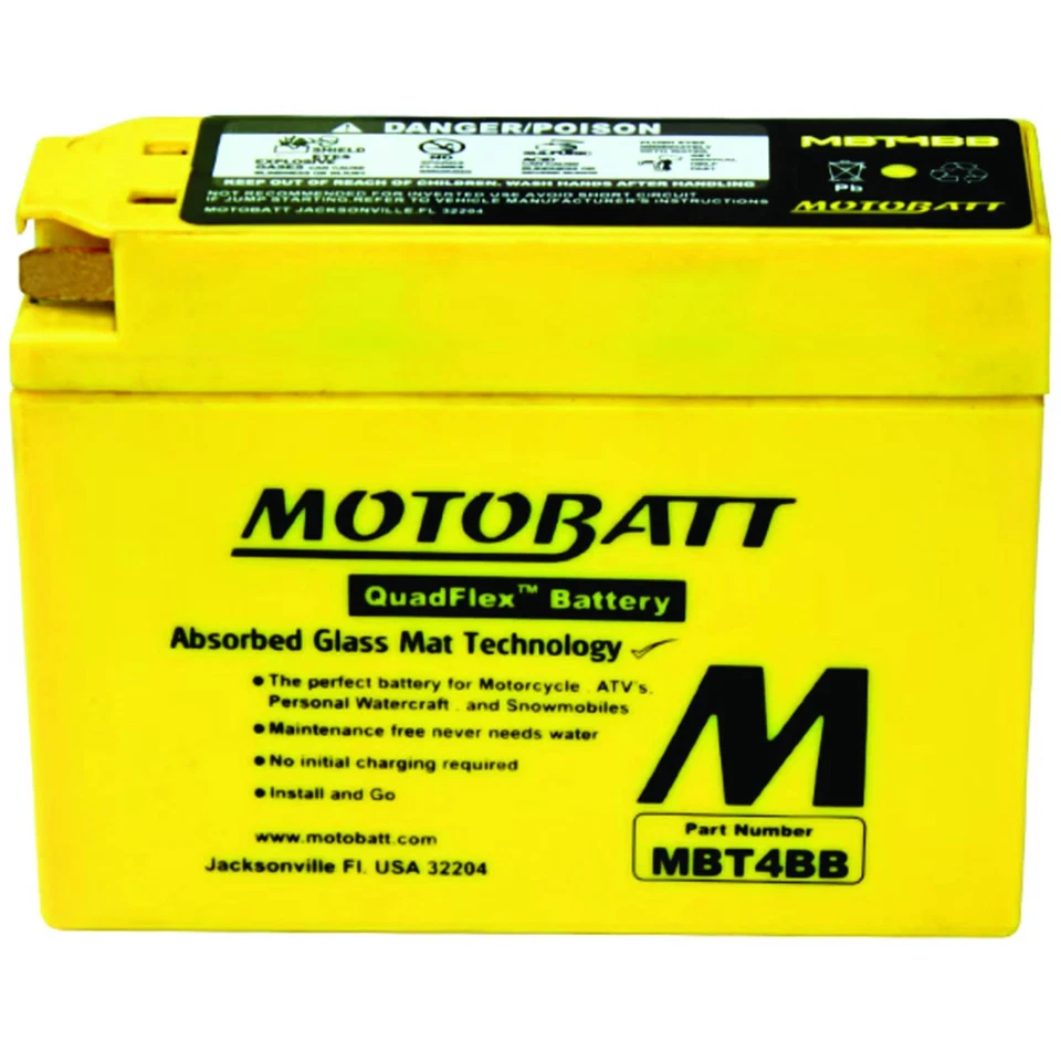 Motobatt Battery For Yamaha SR400 (FI) 400cc 10-13 YT4B-BS MBT4BB Foto 2 de 3