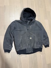 Mens XL CARHARTT Gray Full Swing Quick Duck Insulated Jacket HOODED Stained Work