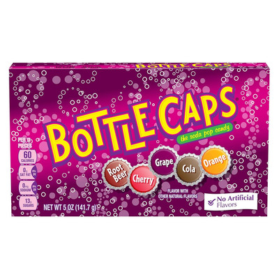 Bottle Caps, Fizzy Hard Candy, 5 Ounce Theater Candy Boxes (Pack of 10)