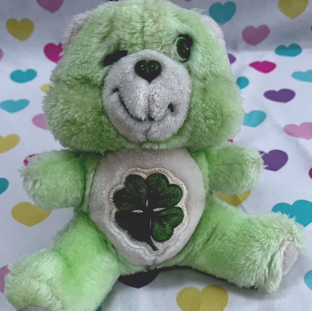 Vintage Care Bears Good Luck Bear Plush Green Lucky Shamrock 4