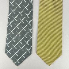 Kenji Urban Mens Neckties Lot of 2 Gold Stripe Grey Geometric Business Ties