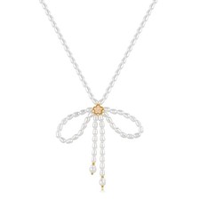 Pearl Bow Necklaces for Women Trendy Baroque Pearl Choker Necklace Dainty Rib...