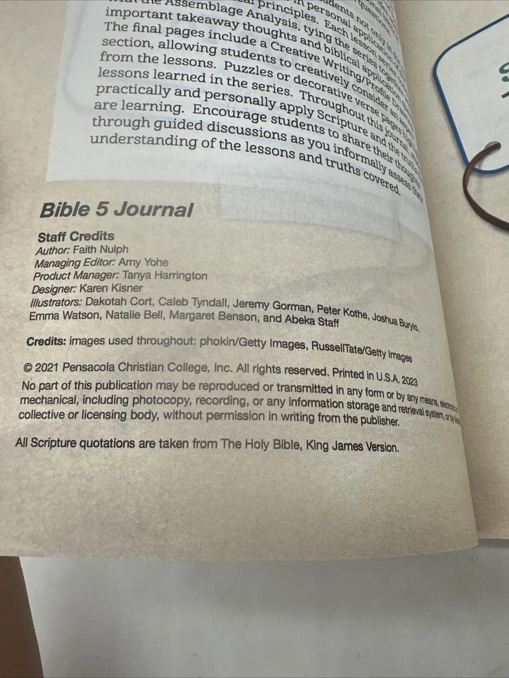 Abeka Bible 5 Student Journal 5th Grade Bible NEW - Image 2 of 4