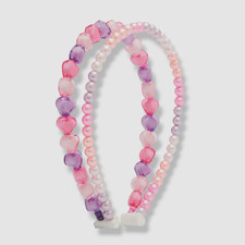  22 Bari Lynn Kids Girls Pink Purple Beaded Heart Hair Band Headband