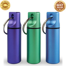 3-PCS KEYCHAIN MEDICINE PILL BOX CASE BOTTLE Travel Metal Pills Holder Container