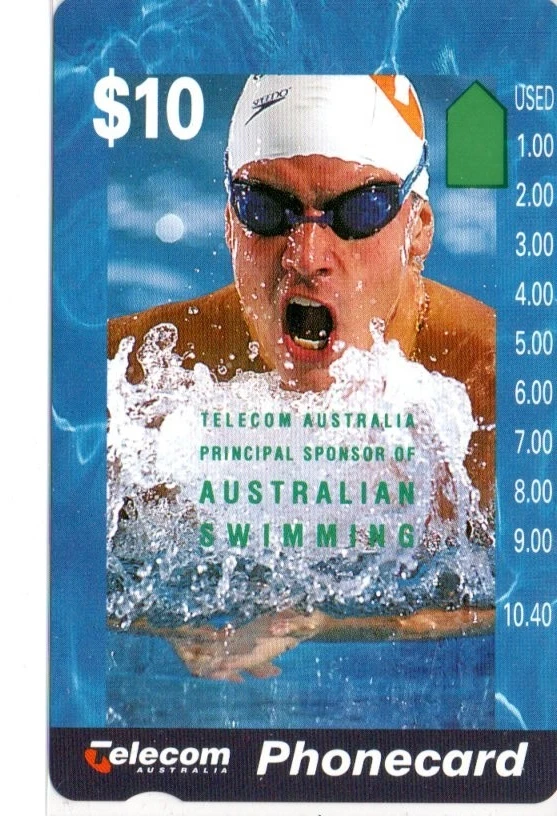 Telecom $10 Mint Phonecard-Australian Swimming