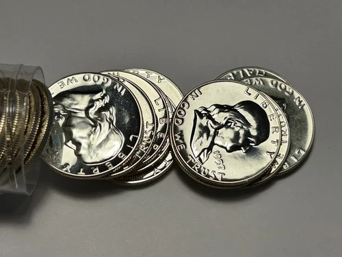 1957 PROOF FRANKLIN HALF DOLLAR ROLL / 20 COINS / SHARP ROLL