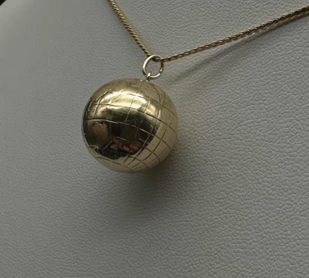 585 Gold Anhänger Weltkugel Earth Globus Kettenanhänger 14kt Gelbgold Vintage 3g - Bild 2 von 4