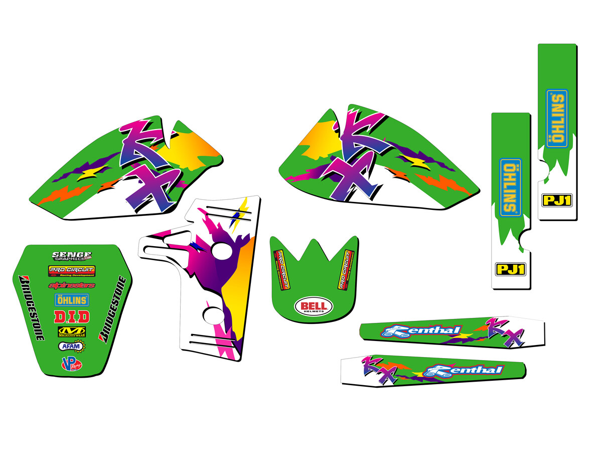 1985-2004 KX 60 THROWBACK Green Senge Graphics Kit Compatible with