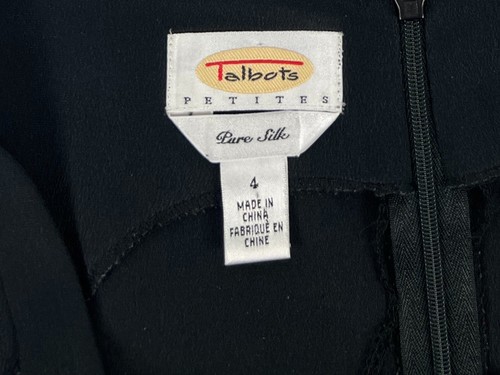 Talbots Womens 4 Petite Dress Black Sleeveless 100% Silk Pure Maxi Cocktail EUC - Picture 7 of 9