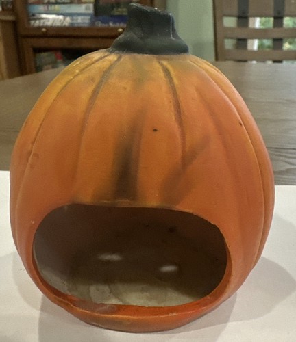 Vtg Halloween Screaming Pumpkin Jack-o-Lantern Tealight Holder Light Decor 3.25" - Picture 6 of 12