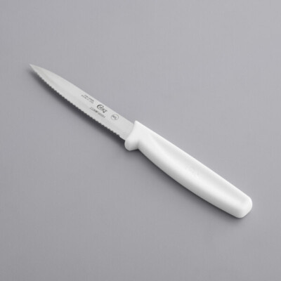 Choice 4'' White Serrated Edge Paring Knife