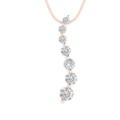 0.48Ct White Sapphire - Everyday Designer Pendant with 16'' Chain - 14K/18K Gold