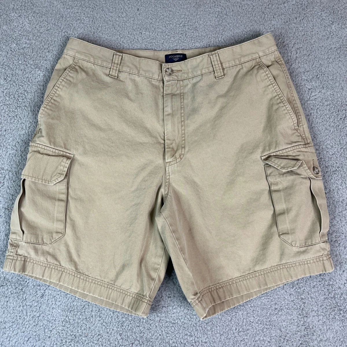 Dockers Mens Cargo Shorts Size 38 Fits 36 Beige Multi Pocket