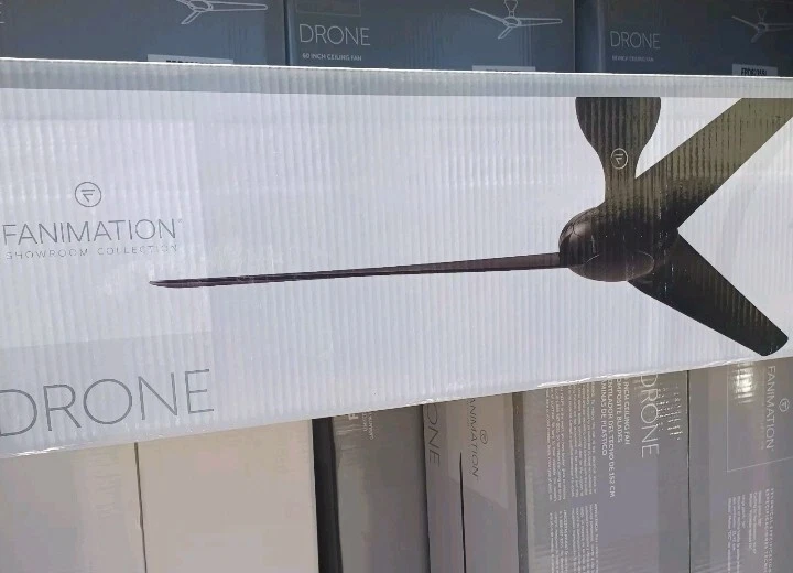 Fanimation 60 inch Ceiling Fan "Drone" Glossy Black Remote Control IN/Outdoor - Image 2 of 3