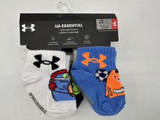 NEW 6 PAIR PACK UNDER ARMOUR INFANT SIZE 0-6 MONTHS UA ESSENTIAL QUATER CUT SOCK