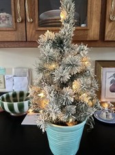 Sapin de Noël lumineux floqué de 2 pieds de haut dans un pot vert Lt